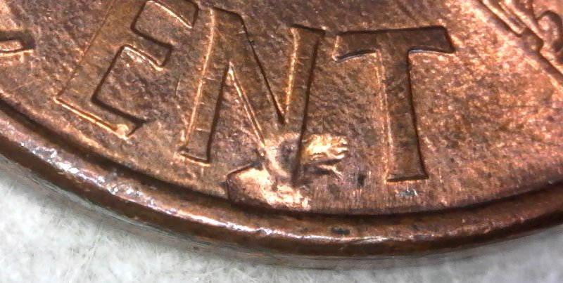 1997-P-Lincoln-Memorial-Cent-With-Huge-Struck-Through-Found-CRH!-Not-PSD!